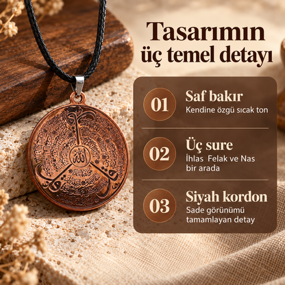 Kormant™ İhlas, Felak ve Nas Sureli Saf Bakır Kolye