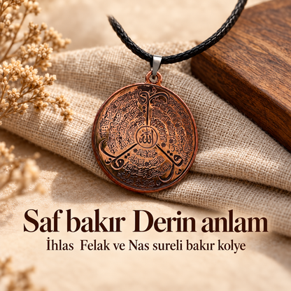 Kormant™ İhlas, Felak ve Nas Sureli Saf Bakır Kolye